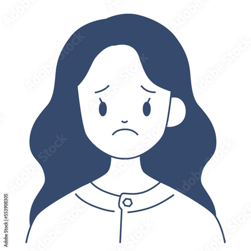 Sad female character vector illustration in flat color design