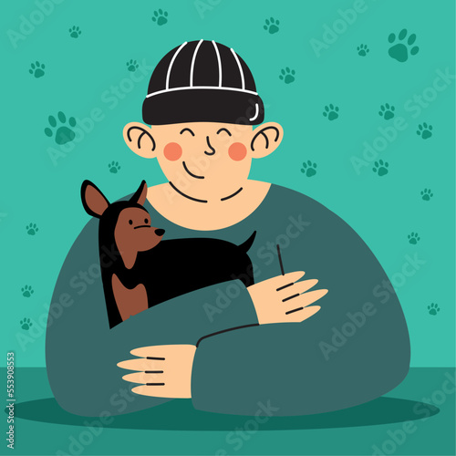 man with cute dog