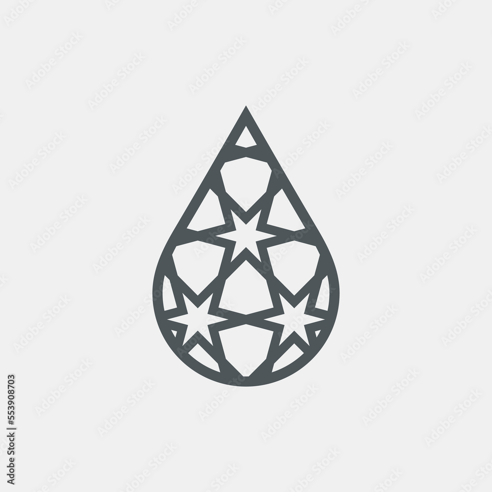 Water drops arabic stars droplet raindrops icon illustration cut Water drops arabic stars droplet raindrops icon illustration cut