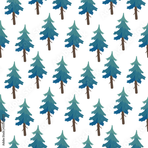 seamless pattern of Christmas trees on a white background.