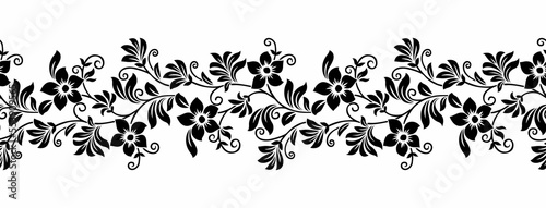 Vector textile floral border design