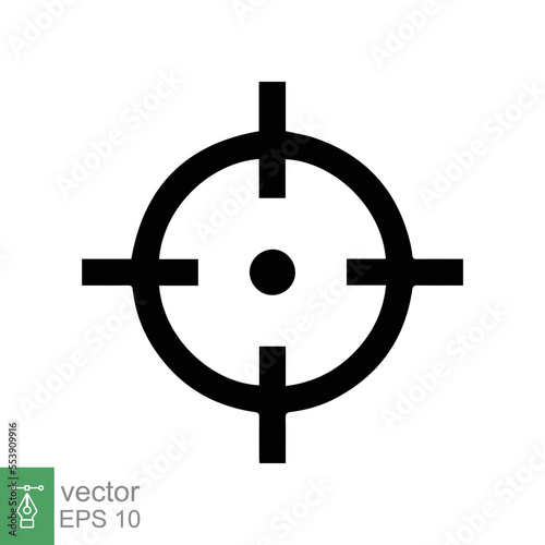 Focus target icon. Focus camera lens, square frame shot screen with cross symbol, photo concept. Simple outline style. Line vector illustration design isolated on white background. EPS 10.