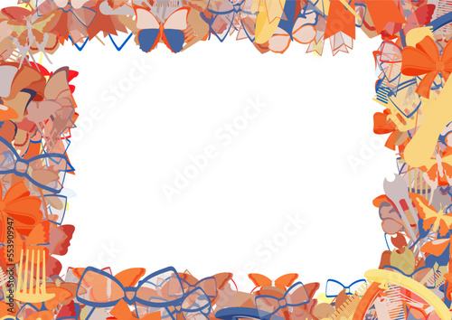 Background pattern abstract design texture. Border frame, transparent background. Theme is about barrette, wildlife, vector, slip, beautiful, summer, silhouette, ribbons, comb, colorful