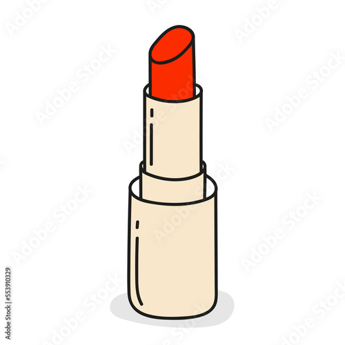 Lipstick doodle icon. Hand drawn pomade symbol. Vector illustration.