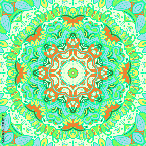 Seamless tile texture. Tracery mehndi design image. Ethnic doodle art. Curved doodling picture. Vector