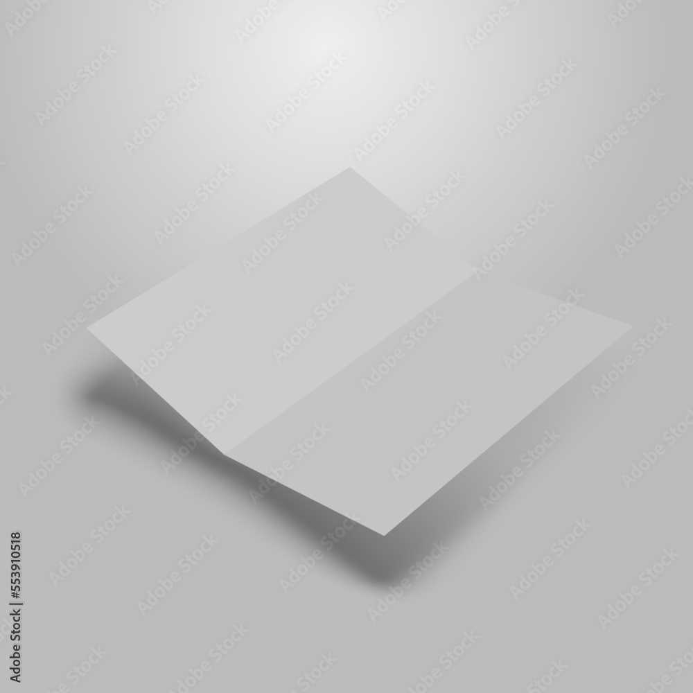 Template blank two fold paper leaflet on gray background. Vector mock up realistic opened brochure, booklet, flyer, leaflet or magazine. Template blank two fold paper leaflet on gray background. Vector mock up realistic opened brochure, booklet, flyer, leaflet or magazine.