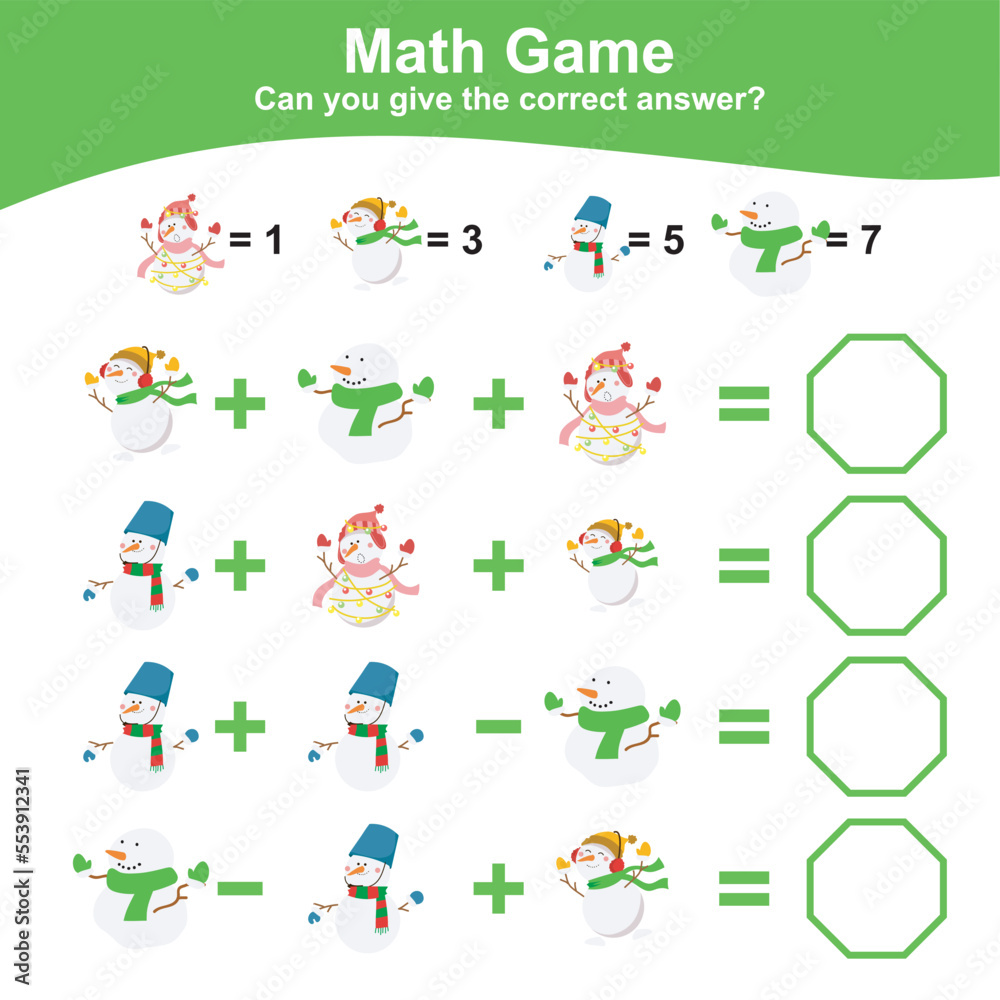 Math game for kids. Counting activity worksheet for children. Educational printable mathematic for preschool. This worksheet is suitable for educating the early age children on how to count well.