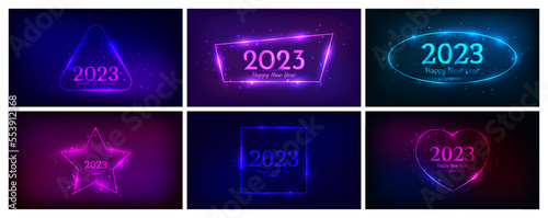 2023 Happy New Year neon background