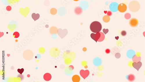 Background pattern abstract design texture. Seamless. With hearts. Theme is about wall, air, blending, overflows, abstract, love, illuminated, soft, color, circle, graphic, romance, sequins