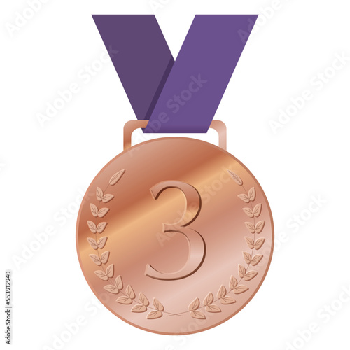 Vector illustration of a bronze  medal.