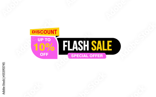 10 Percent flash sale offer, clearance, promotion banner layout with sticker style.