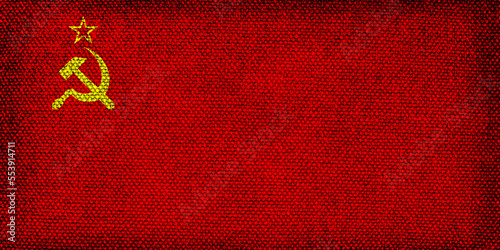 Flag of the USSR with the texture of rough fabric. photo