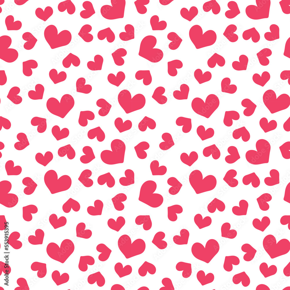 Seamless pattern with hearts. Seamless vector with pink hearts for Valentine's Day for fabric or paper.