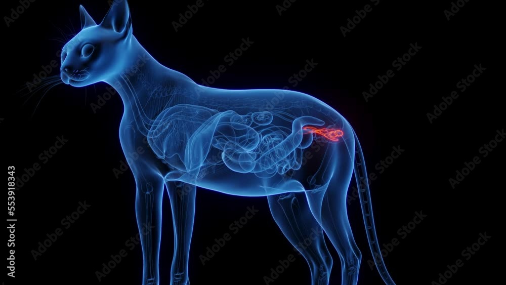 3D medical animation of the reproductive system of a female cat 3D medical animation of the reproductive system of a female cat
