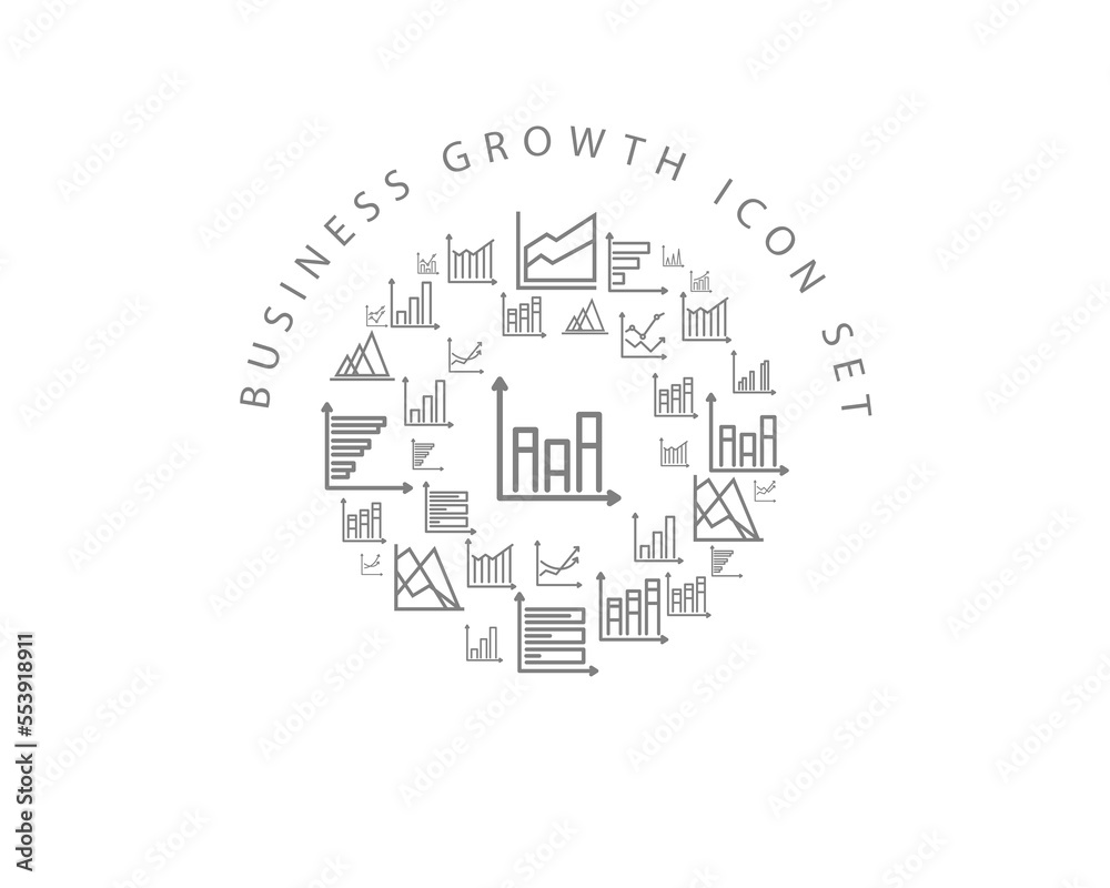 Vector business growth icon set