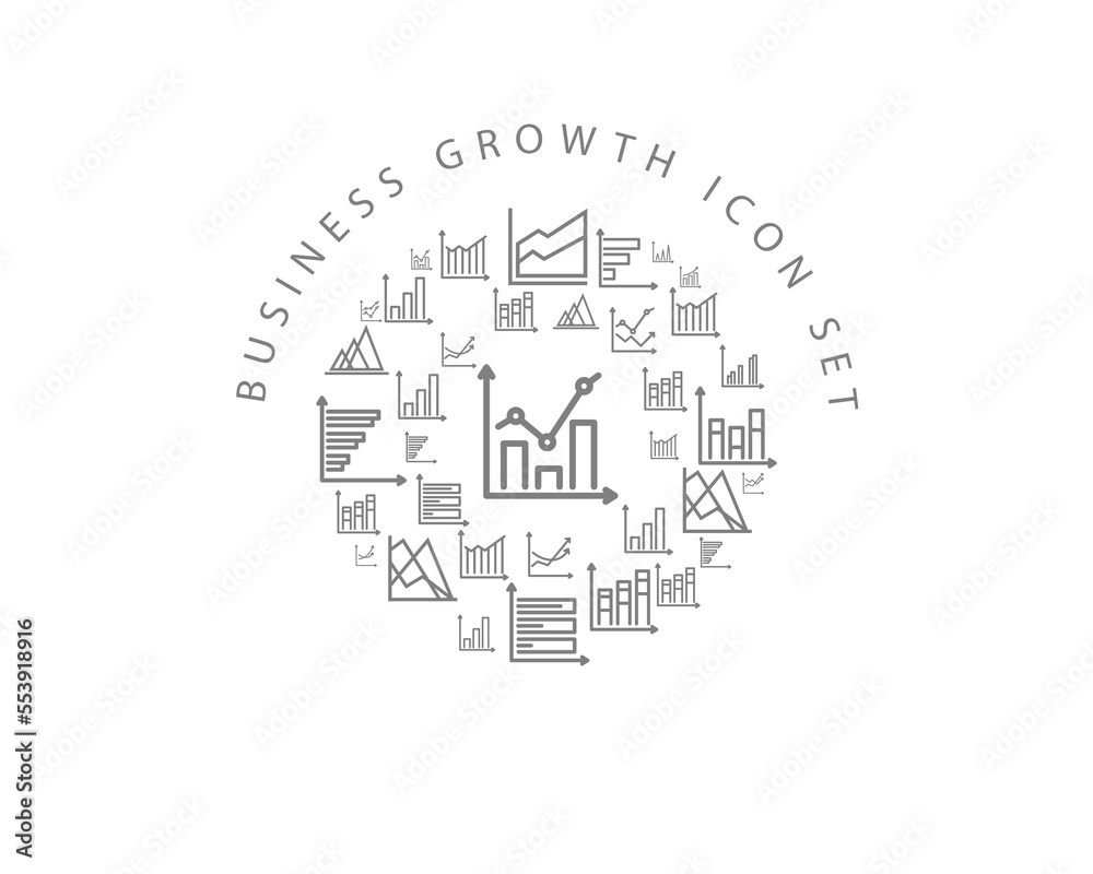 Vector business growth icon set Vector business growth icon set