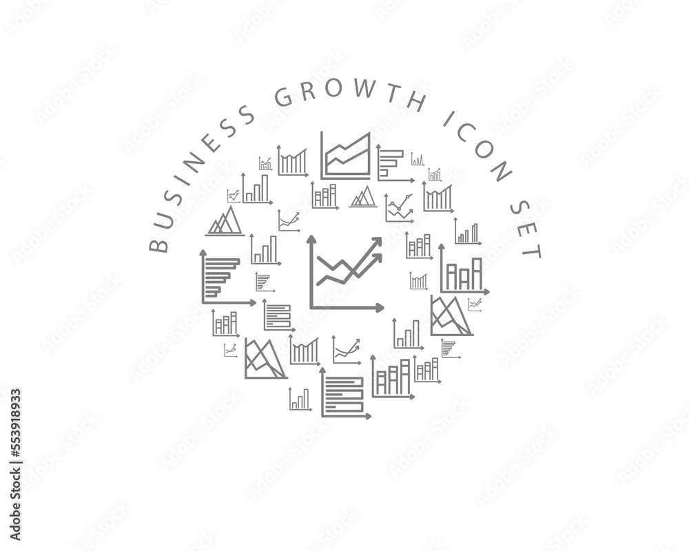 Fototapeta premium Vector business growth icon set