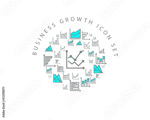Vector business growth icon set