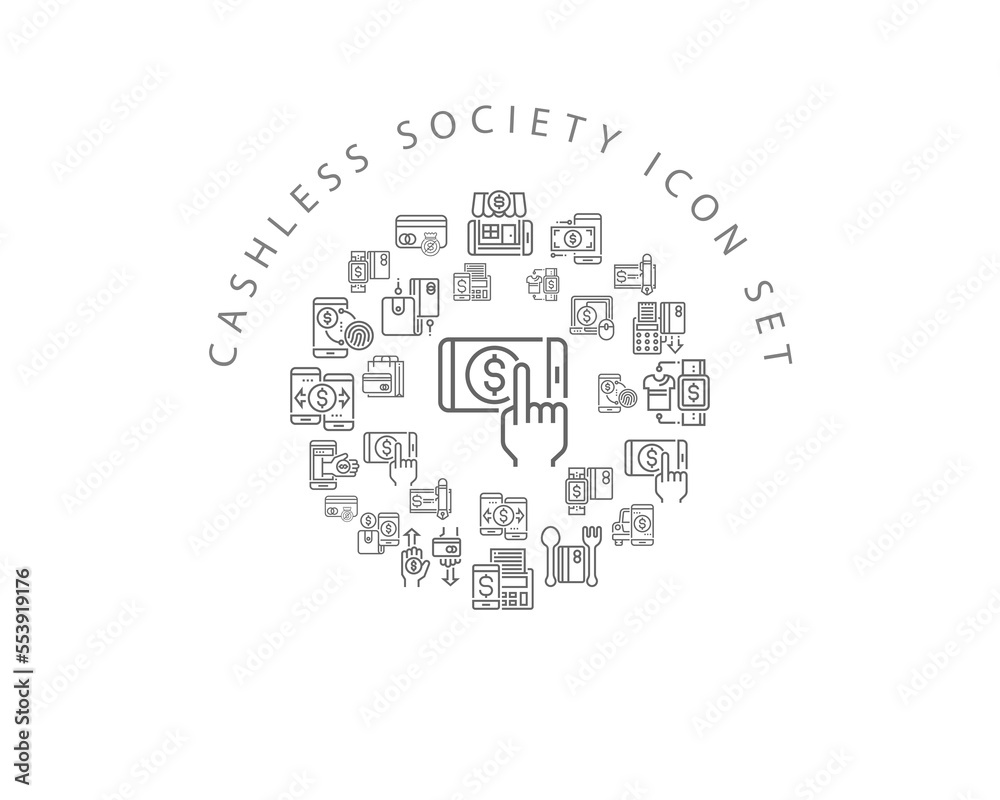 Vector  cashless society icon set