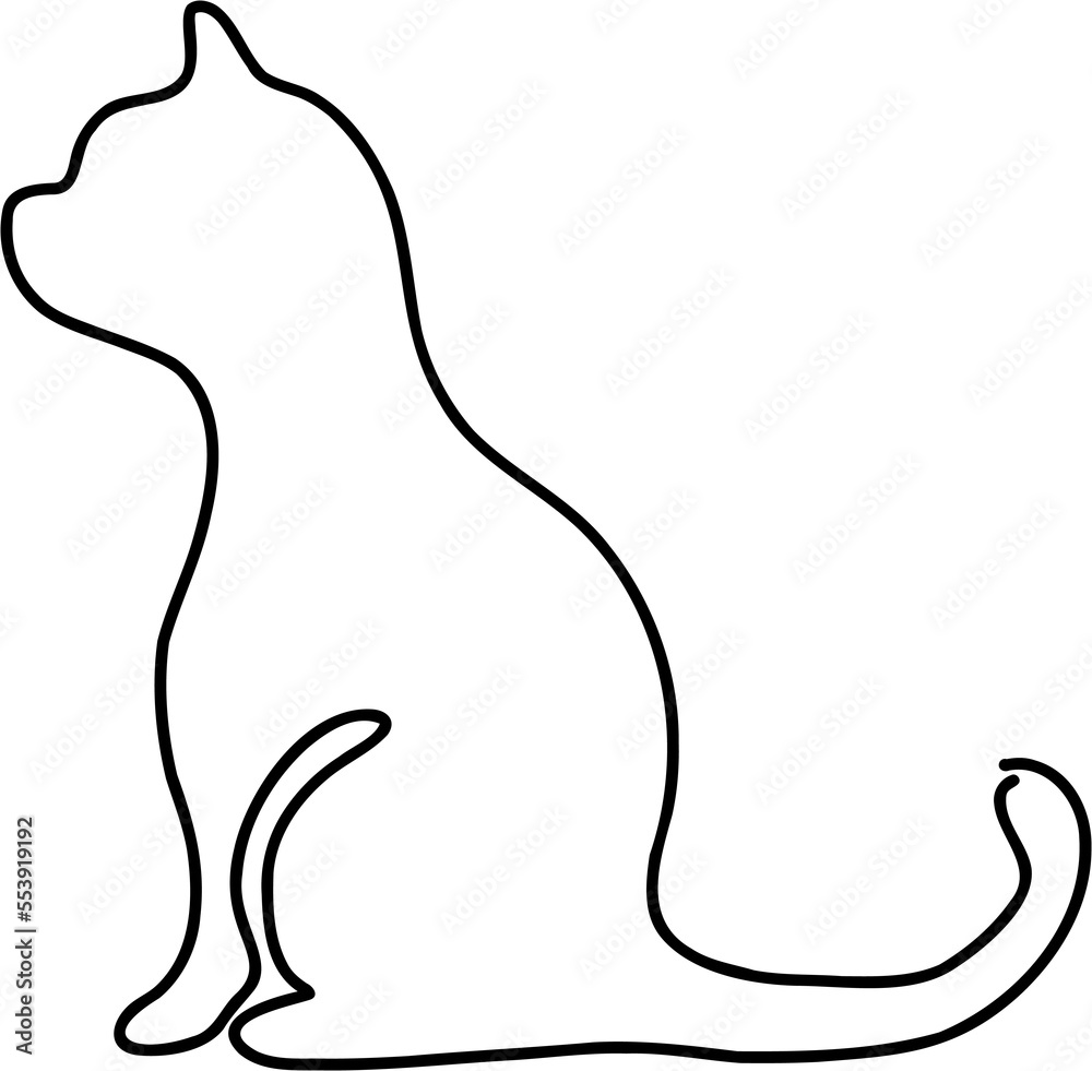 simplicity cat freehand continuous line drawing.