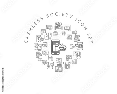 Vector  cashless society icon set