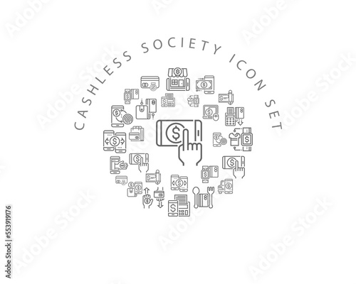 Vector  cashless society icon set