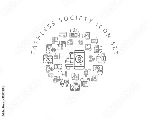 Vector  cashless society icon set