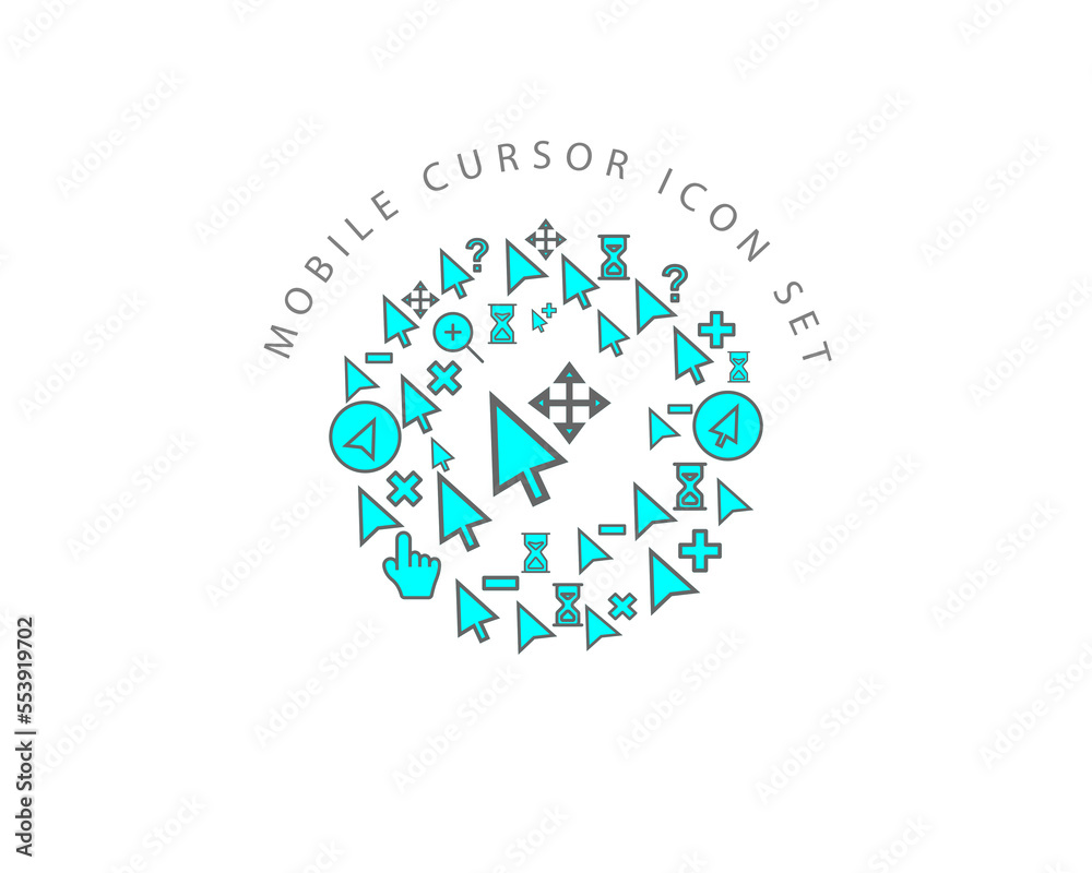 Vector mobile cursor icon set Vector mobile cursor icon set