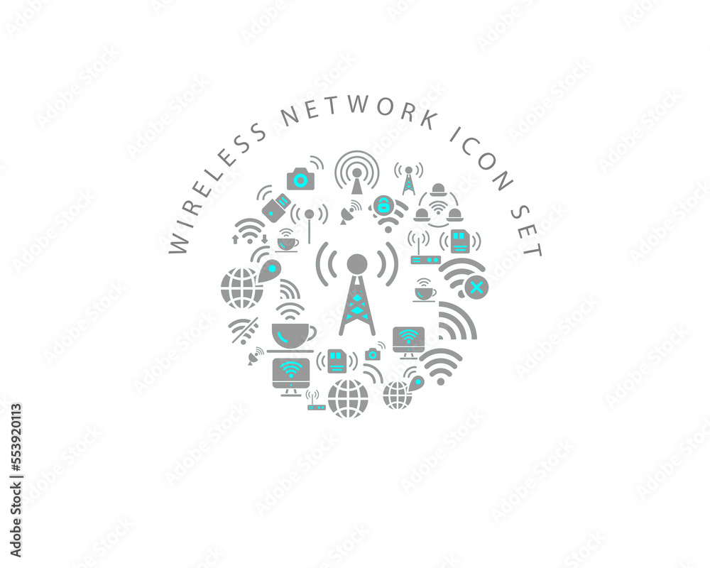 Vector wireless network icon set Vector wireless network icon set