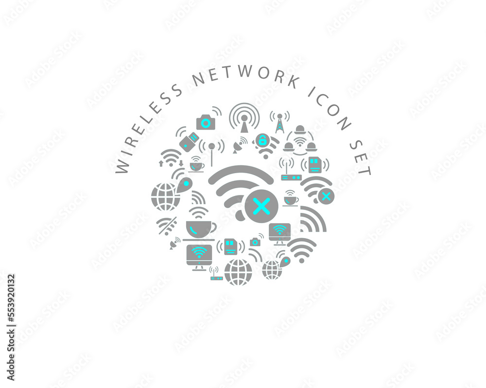 Vector wireless network icon set Vector wireless network icon set