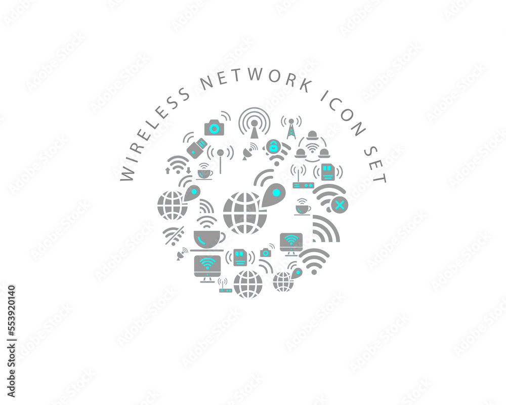 Vector wireless network icon set Vector wireless network icon set