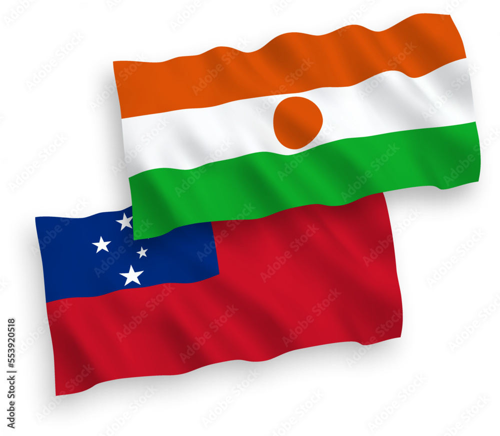 Flags of Independent State of Samoa and Republic of the Niger on a white background Flags of Independent State of Samoa and Republic of the Niger on a white background