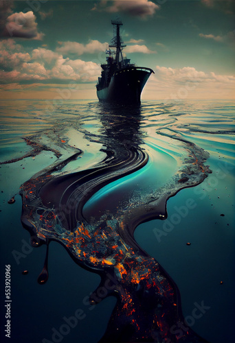Environmental Pollution Caused by Oil Spill from the Ship in an Open Sea, Environmental Problem of Oil Leaking Pollution in Open Sea