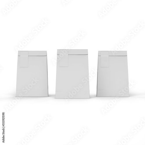 Wrapped Paper bag Blank Image for fast food takeaway Isolated on White 3D rendered
