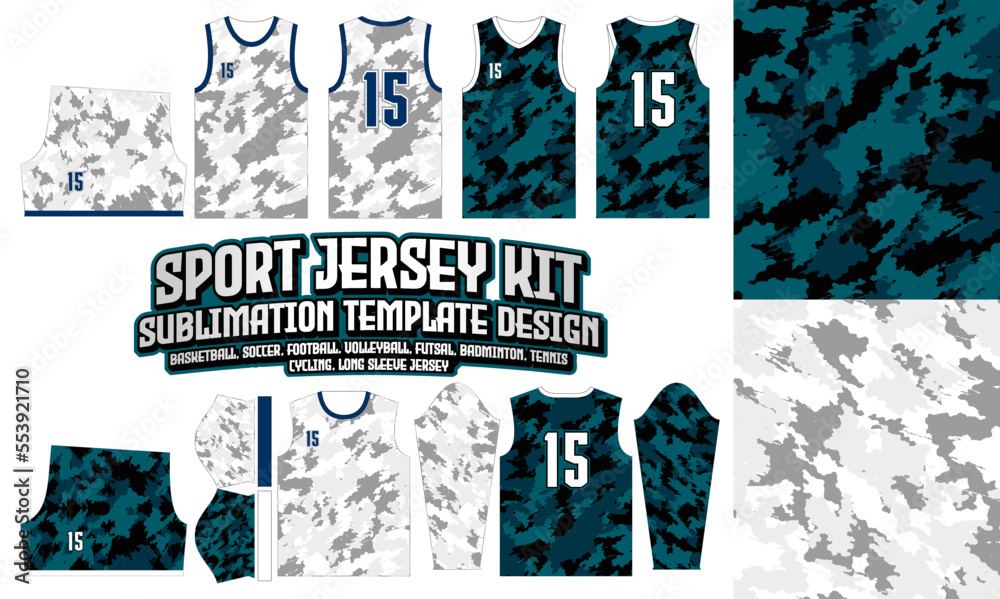 Camo jersey apparel sport wear sublimation 261 Vector Image