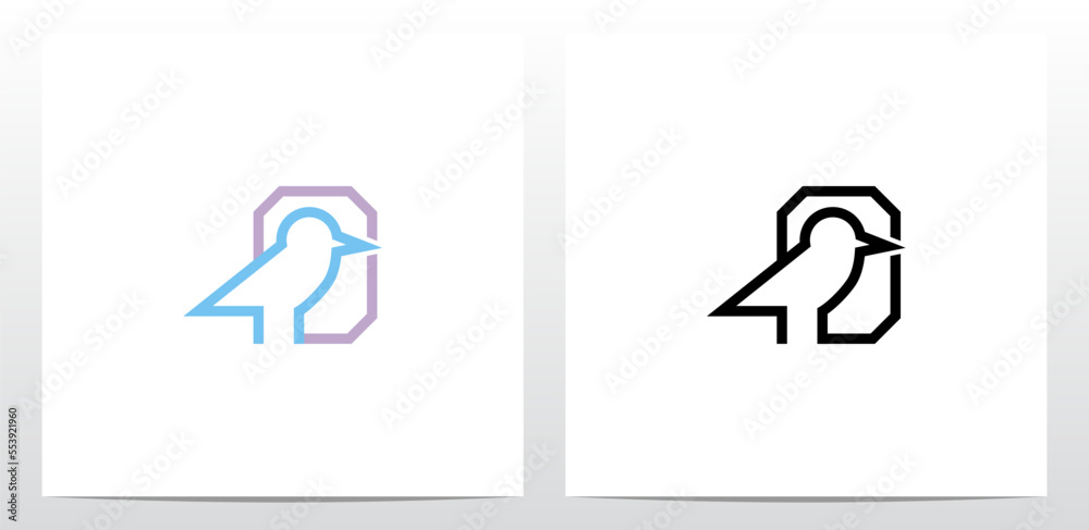 Bird Standing Outline Letter Logo Design O Bird Standing Outline Letter Logo Design O