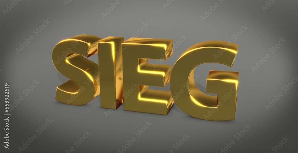 Sieg, Schrift, 3d, gold Sieg, Schrift, 3d, gold