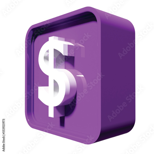 dollars symbol in 3d colorful render in transparant background