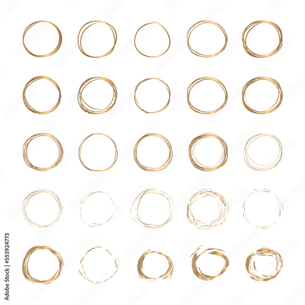 Golden circle line drawing vector on white background Golden circle line drawing vector on white background