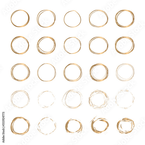 Golden circle line drawing vector on white background