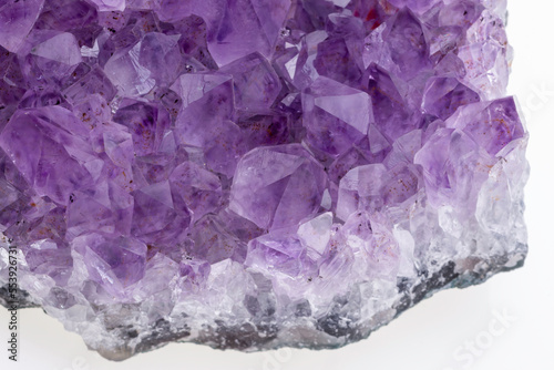 amethyst crystals on white background