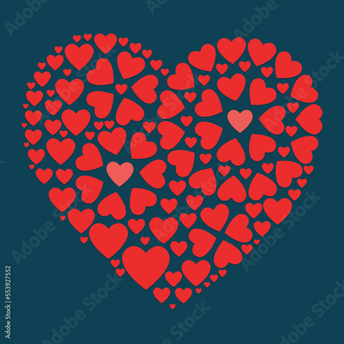 saint valentines day picture of big heart consists of many love hearts