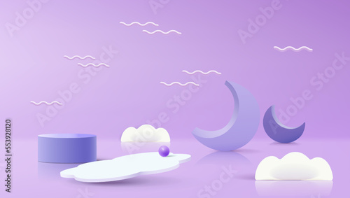 Round podium for product presentation in 3d creative composition.