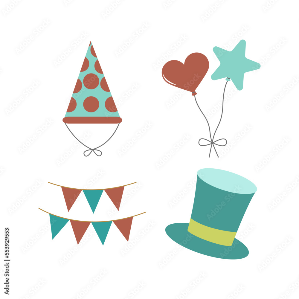 Collection of birthday party elements for template design