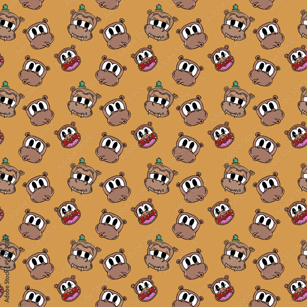 Cartoon Monkey Repeating Pattern Clipart