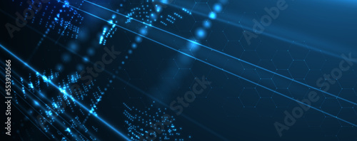 Quantum processing. Deep learning artificial intelligence. Future new technology  for business or science presentation