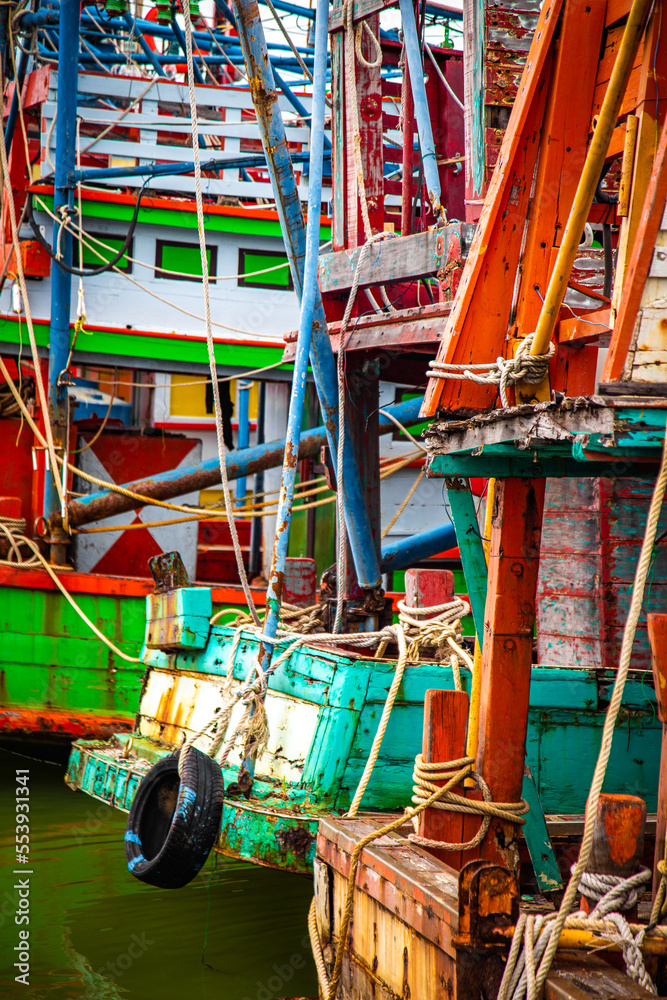 Songkhla harbour with fisherman's boats in Thailand