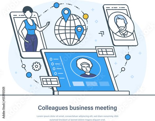 Colleagues business meeting, effective teamwork and interaction concept