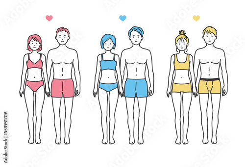 下着姿の人物イラストセット