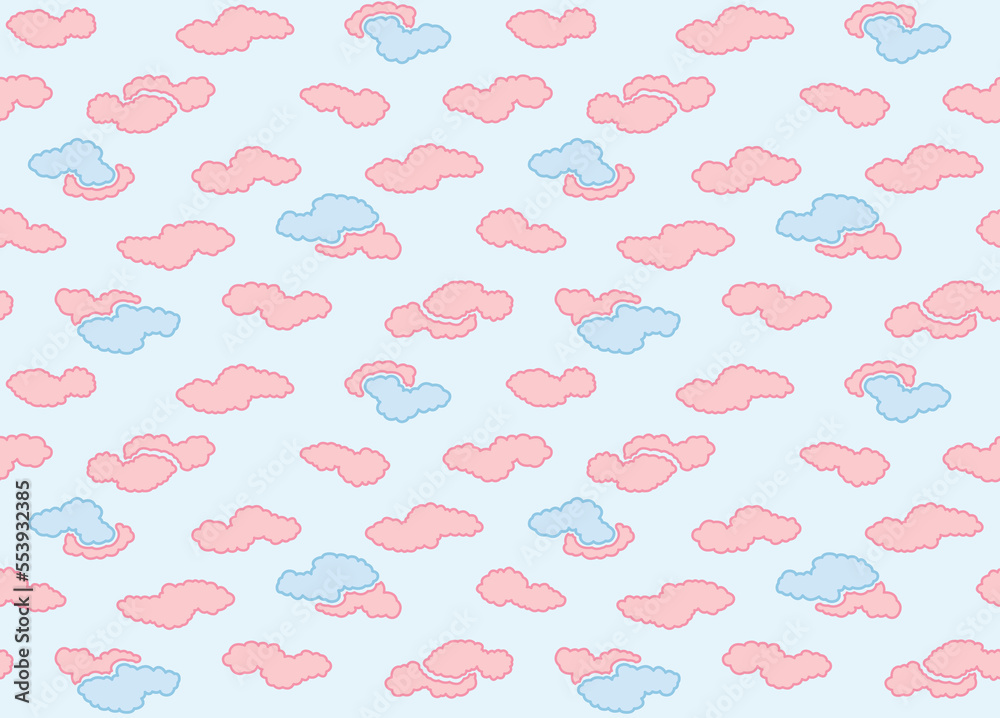 Fototapeta premium Japanese Pretty Cloud Vector Seamless Pattern